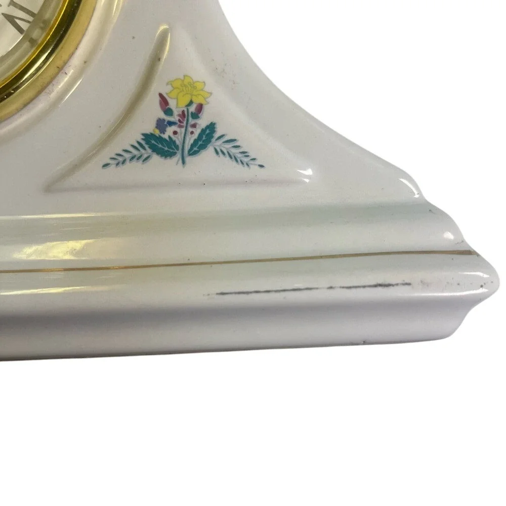 Laura Ashley White Mantel Clock with Floral Design‎